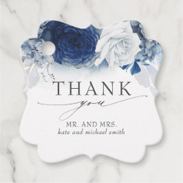Dusty en Navy Blue Bloemen Bruiloft Dank u Bedankjes Labels