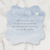 Dusty en Navy Blue Bloemen Bruiloft Dank u Bedankjes Labels (Achterkant)