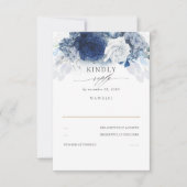 Dusty en Navy Blue Bruiloft RSVP (Voorkant)