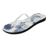 Dusty en Navy Blue Floral Elegant Botanisch Teenslippers (Schuin)