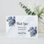Dusty en Navy Waterverf Peony Wedding Bedankkaart (Staand voorkant)