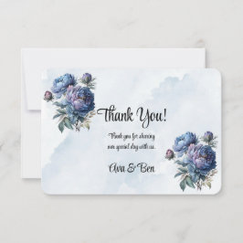 Dusty en Navy Waterverf Peony Wedding Bedankkaart