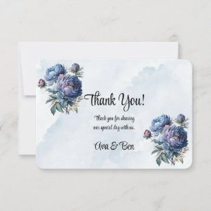 Dusty en Navy Waterverf Peony Wedding Bedankkaart