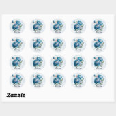 Dusty en Navy Waterverf Peony Wedding Ronde Sticker (Vel)