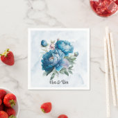 Dusty en Navy Waterverf Peony Wedding Servet (Insitu)
