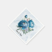 Dusty en Navy Waterverf Peony Wedding Servet (Hoek)