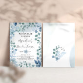 Dusty Eucalyptus Blauw Botanische repetitie Diner Kaart
