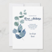 Dusty Eucalyptus Blue Green Foliage Moving Aankondiging (Voorkant)