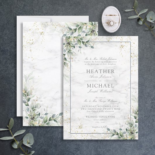 Dusty Eucalyptus Botanical Gold Greenery Weddensch Kaart