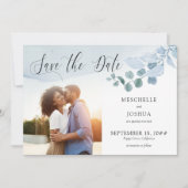 Dusty Eucalyptus bruiloft Elegant gebladerte foto Save The Date (Voorkant)