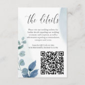Dusty Eucalyptus Bruiloft Website Details QR Code Informatiekaartje (Voorkant)