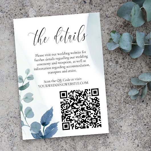 Dusty Eucalyptus Bruiloft Website Details QR Code Informatiekaartje