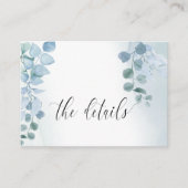Dusty Eucalyptus Elegant Groen Bruiloft Details Informatiekaartje (Voorkant)