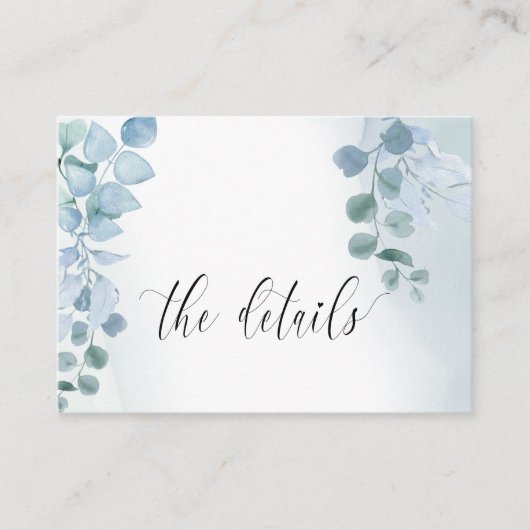 Dusty Eucalyptus Elegant Groen Bruiloft Details Informatiekaartje (Voorkant)