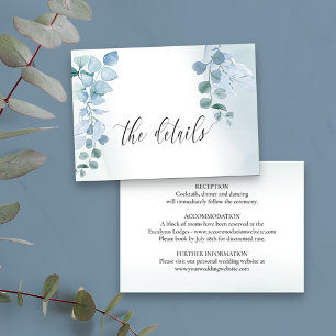 Dusty Eucalyptus Elegant Groen Bruiloft Details Informatiekaartje