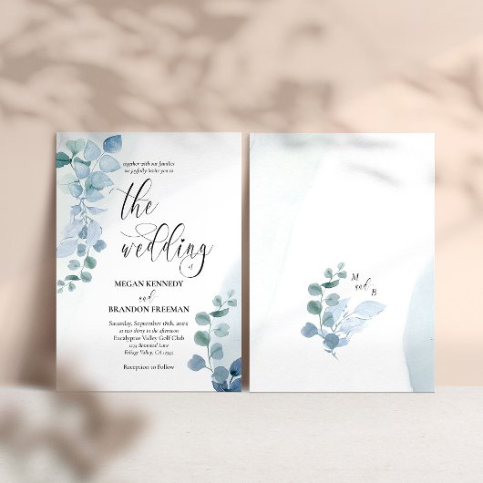 Dusty Eucalyptus Elegant groen bruiloft Kaart