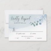 Dusty Eucalyptus Elegant Maaltijd Opties Bruiloft RSVP Kaartje (Voorkant)