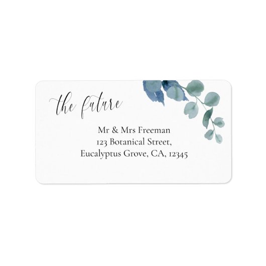 Dusty Eucalyptus future de heer en mevrouw Address Etiket (Voorkant)