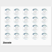 Dusty Eucalyptus gepersonaliseerde bruiloft envelo Ronde Sticker (Vel)