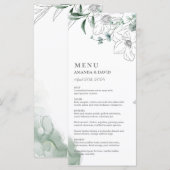 Dusty Eucalyptus Greenery Wedding Flat Menu (Voorkant / Achterkant)