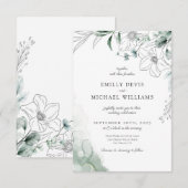 Dusty Eucalyptus Greenery Wedding Invitation Bedankkaart (Voorkant / Achterkant)