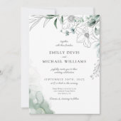 Dusty Eucalyptus Greenery Wedding Invitation Kaart (Voorkant)