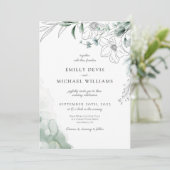 Dusty Eucalyptus Greenery Wedding Invitation Kaart (Staand voorkant)