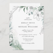 Dusty Eucalyptus Greenery Wedding Invitation Kaart (Voorkant / Achterkant)
