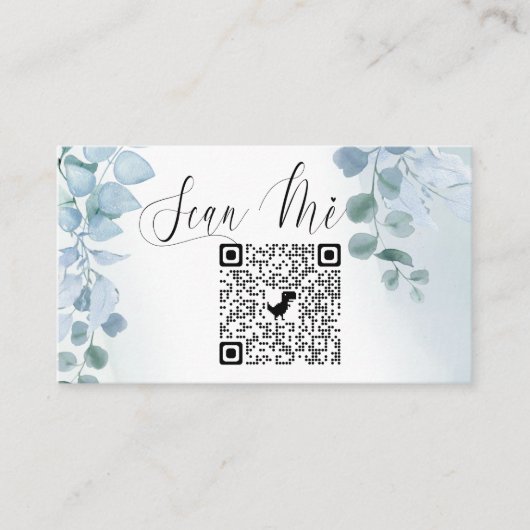 Dusty Eucalyptus Online RSVP QR Code Bruiloft Informatiekaartje (Voorkant)