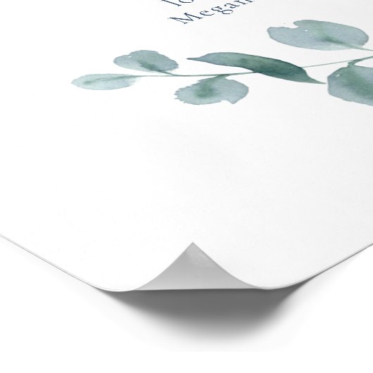 Dusty Eucalyptus Simple Waterverf Foliage Favors Poster (Hoek)
