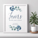 Dusty Eucalyptus Simple Waterverf Foliage Favors Poster<br><div class="desc">Eucalyptus bevoordeelt het teken met elegante kalligrafie en eucaluptusbladeren. Eenvoudig ondermaats botanisch ontwerp met waterverf bladeren en groen in stoffige blauwe grijze groen. Ideaal voor eucalyptus en botanische groenery thema bruiloft,  vrijgezellenfeest,  baby shower,  enz. Blader door mijn winkel - stoffige eucalyptuscollectie - voor overeenkomende objecten.</div>