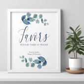 Dusty Eucalyptus Simple Waterverf Foliage Favors Poster