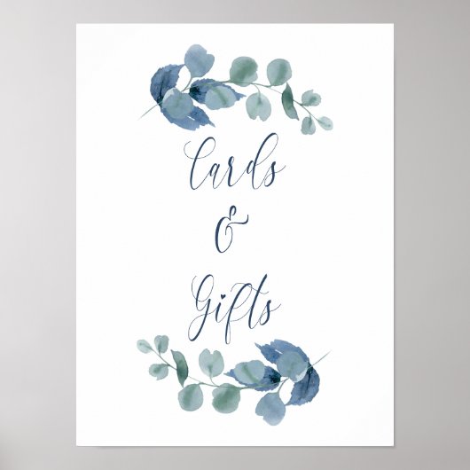 Dusty Eucalyptus Waterverf Greenery Kaarten & Gift Poster (Voorkant)