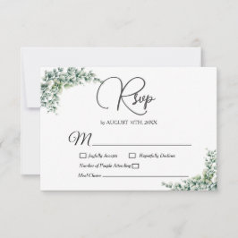 Dusty Eucalyptus Wreath Greenery Foliage Wedding RSVP Kaartje