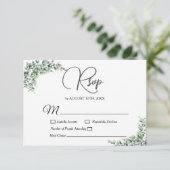 Dusty Eucalyptus Wreath Greenery Foliage Wedding RSVP Kaartje (Staand voorkant)