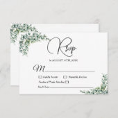 Dusty Eucalyptus Wreath Greenery Foliage Wedding RSVP Kaartje (Voorkant / Achterkant)