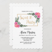 Dusty Flora Roze Roze Groen Goud Zoet 16 Kaart (Voorkant / Achterkant)