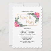 Dusty Flora Roze Roze Groen Goud Zoet 16 Kaart (Voorkant)