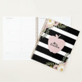 Dusty Floral Apple Black + White Stripe Teacher Planner (Display)