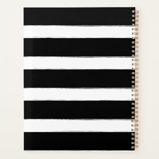Dusty Floral Apple Black + White Stripe Teacher Planner (Achterkant)