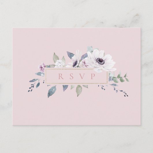 Dusty Floral Lijst Blush Wedding RSVP Song Request Uitnodiging Briefkaart (Voorkant)