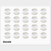 Dusty Floral Lijst | Elegant Garland Soft Pastel Ronde Sticker (Vel)