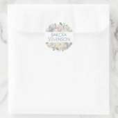 Dusty Floral Lijst | Elegant Garland Soft Pastel Ronde Sticker (Tas)