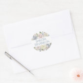 Dusty Floral Lijst | Elegant Garland Soft Pastel Ronde Sticker (Envelop)