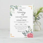 Dusty Floral met gouden geometrische lijsten bruil Kaart (Staand voorkant)