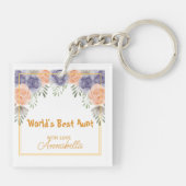 Dusty Floral Romantic Aunt Keepsake Sleutelhanger (Achterkant)