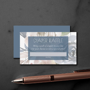 Dusty Floral   Smoky Baby shower Diaper Raffle Informatiekaartje
