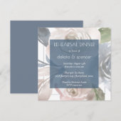 Dusty Floral | Smoky Blue Cream Rehearsal Dinner Kaart (Voorkant / Achterkant)