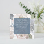 Dusty Floral | Smoky Blue Pastel Bouquet Weddensch Kaart (Staand voorkant)