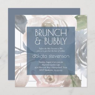 Dusty Floral   Smoky Pastel Bubble Brunch Shower Kaart